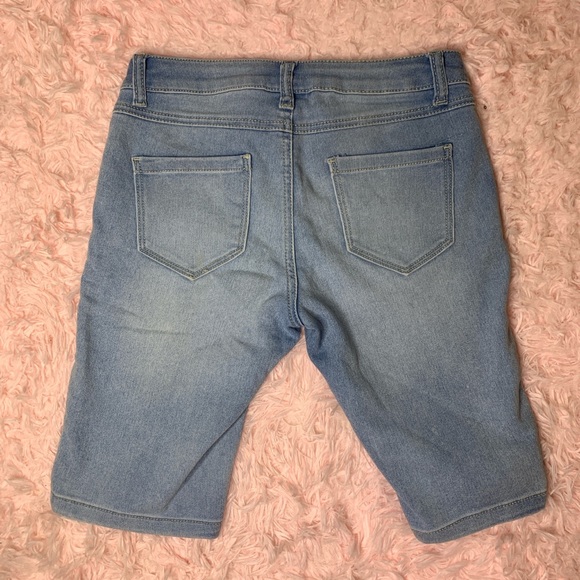 Blue Denim Biker Shorts - Picture 2 of 3